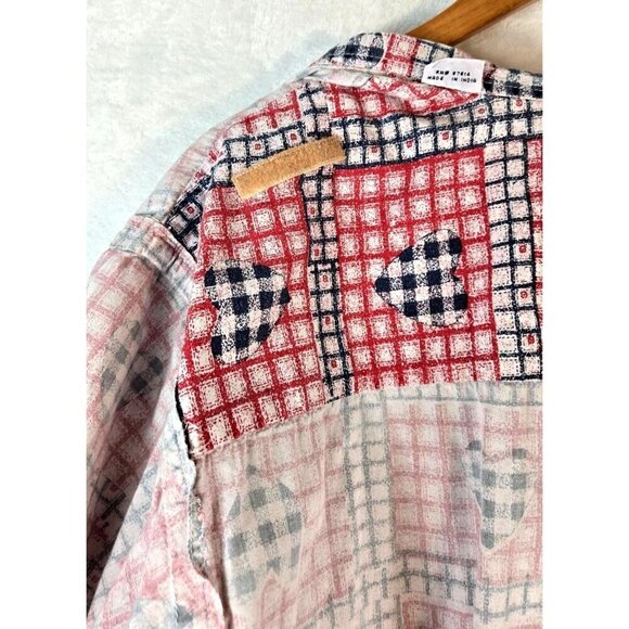 Womens Vintage Button Up Shirt Fitting Image XXL Cotton Hearts Country Cottage - Picture 14 of 14